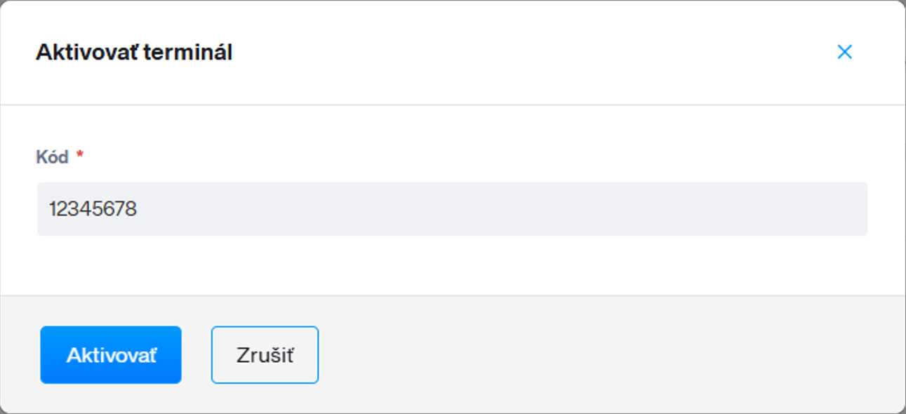 aktivovať terminál formulár