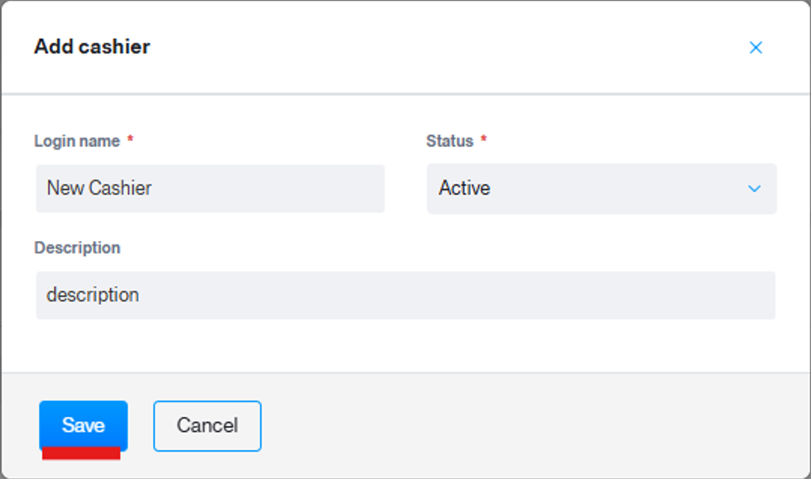 add cashier form