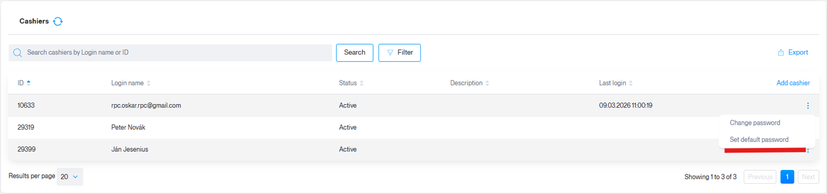 set default password