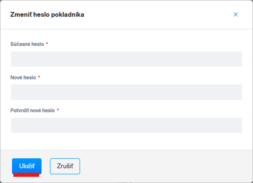 zmeniť heslo pokladníka