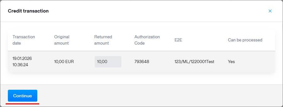 transaction overview reversal