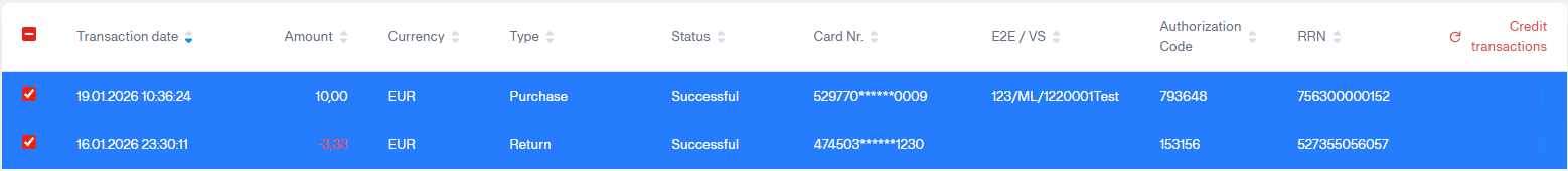transaction overview mass reversal