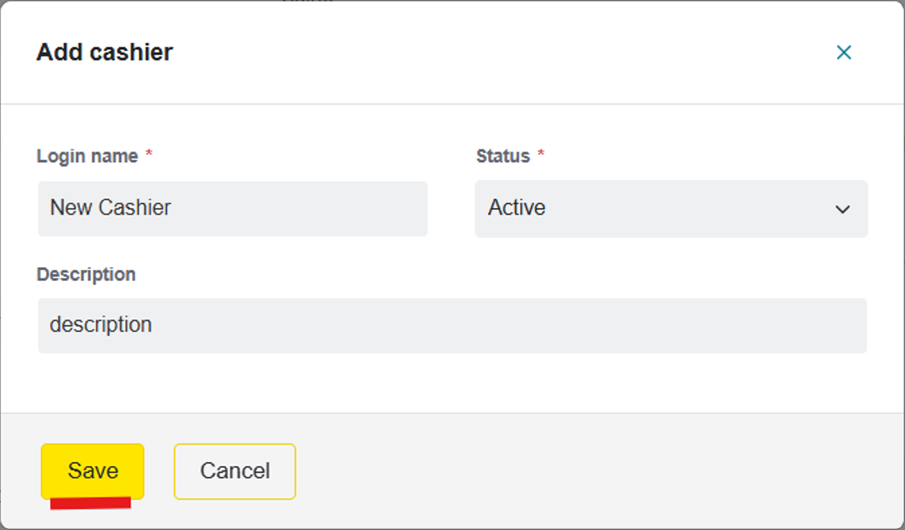add cashier form