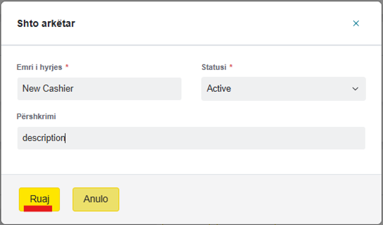 add cashier form